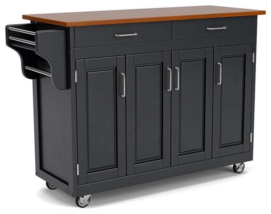 Homestyles Create-a-Cart Wood Rolling Kitchen Cart in Black