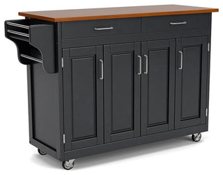 Homestyles Create-a-Cart Wood Rolling Kitchen Cart in Black