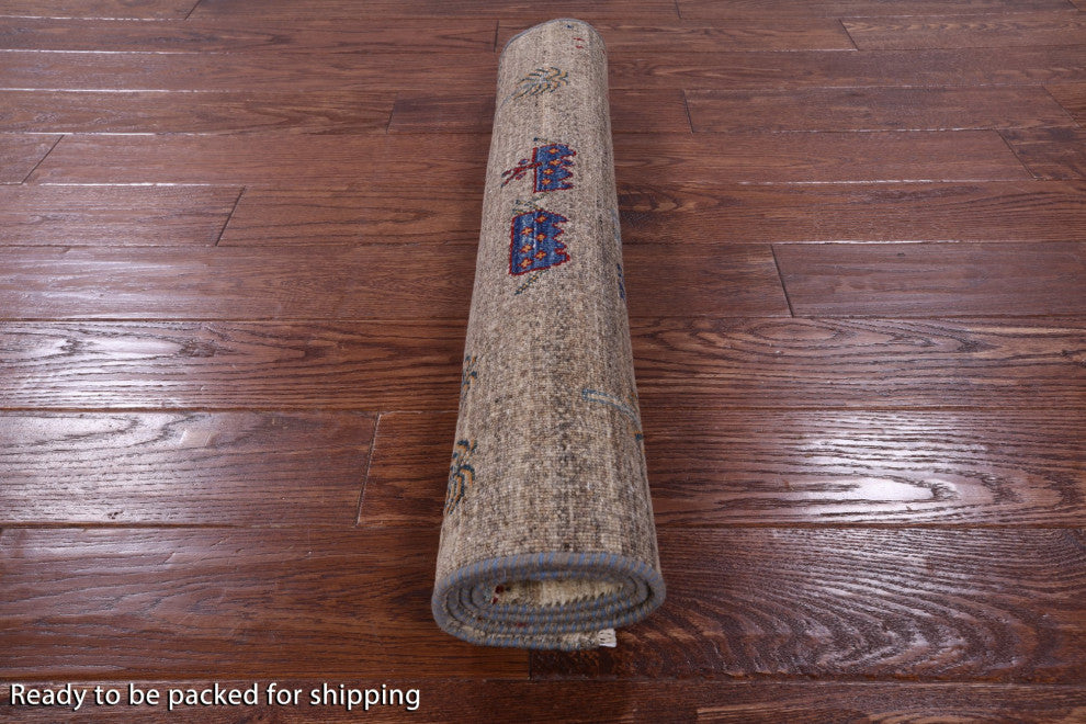 2' 9" X 3' 10" Hand-Knotted Persian Gabbeh Tribal Wool Rug - Q12653