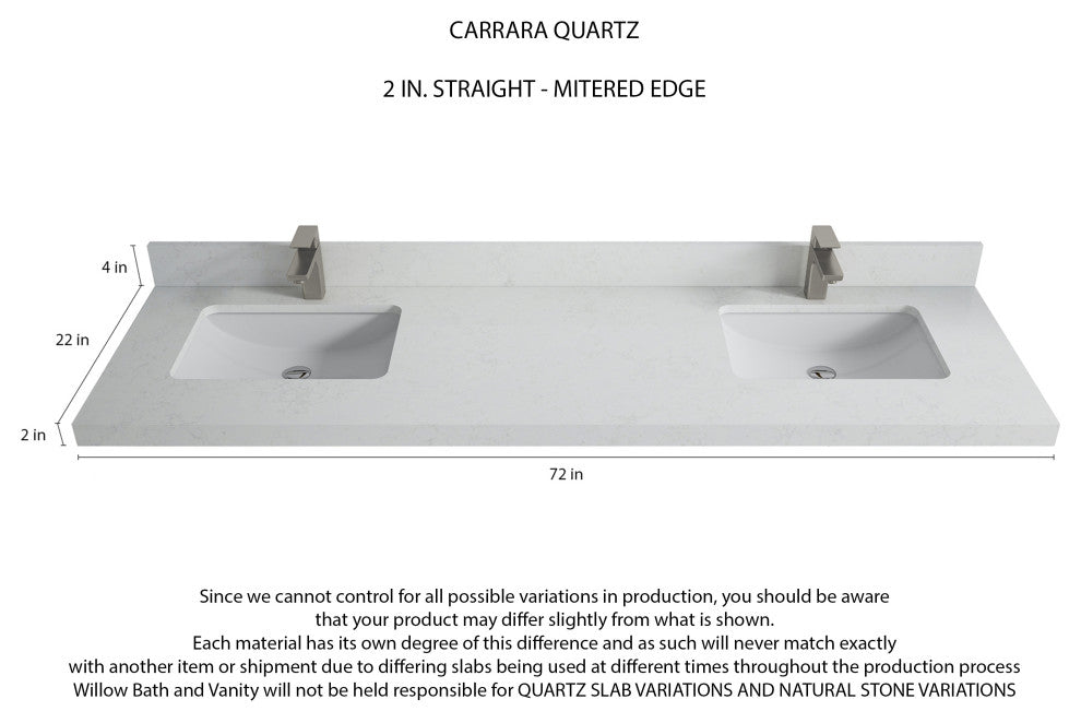 Malibu Mango 72 Double Sink Bath Vanity in Natural 2" Carrara Quartz