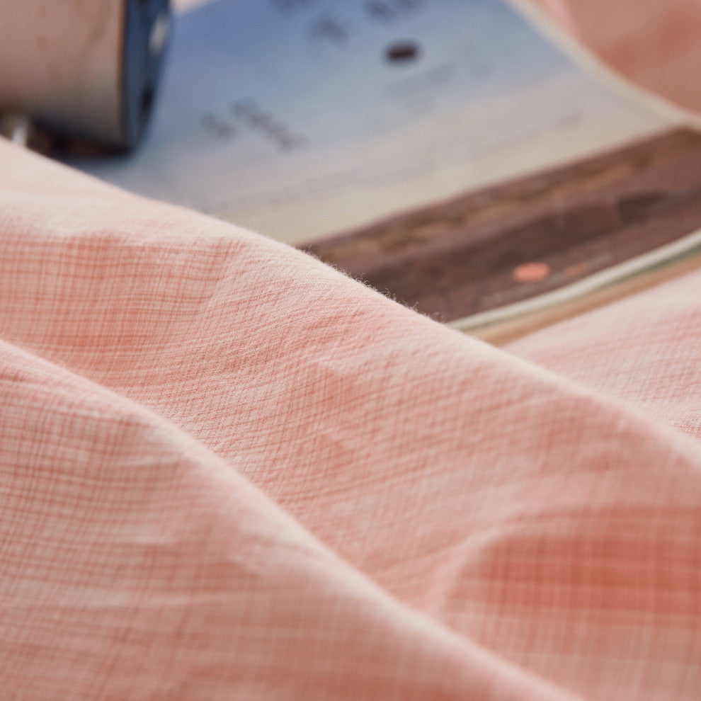 Kolkata Washed Cotton Duvet Set, Soft Pink, 102" X 90