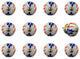 Knob-It Vintage Handpainted Ceramic Knobs, Set of 12, White/Blue/Orange