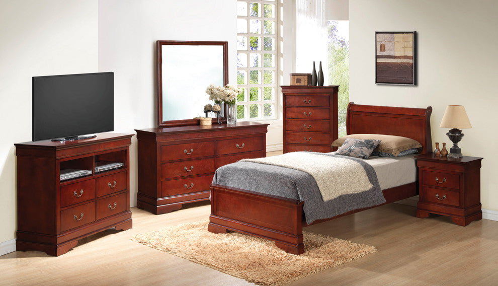 Louis Philippe Cherry Twin Panel Bed