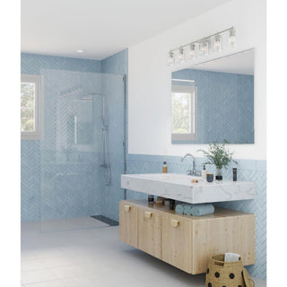Adley Collection 48-1/2" 6-Light Brushed Nickel Clear Glass Bath Vanity Light