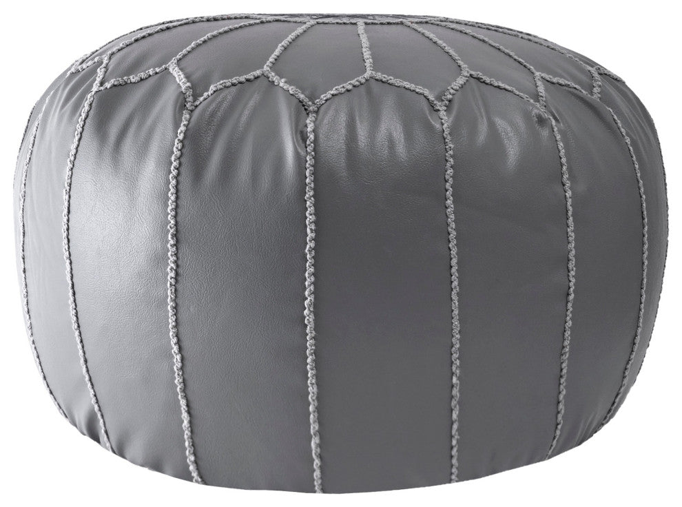 Nuloom Faux Leather Jane Moroccan Ottoman, Gray
