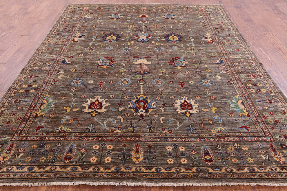 8' 0" X 10' 0" Persian Tabriz Handmade Wool Rug Q7294