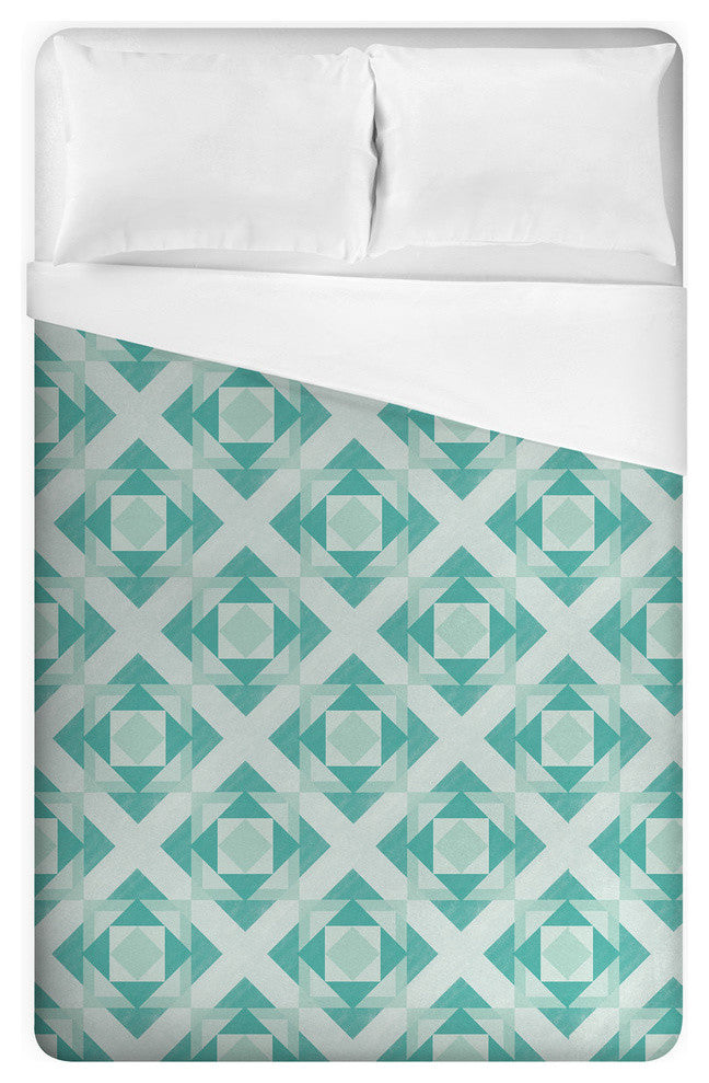 Turquoise Geo Pattern Queen Duvet Cover