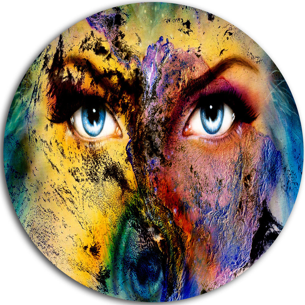 Planet Earth And Human, Abstract Animal Round Wall Art, 36"