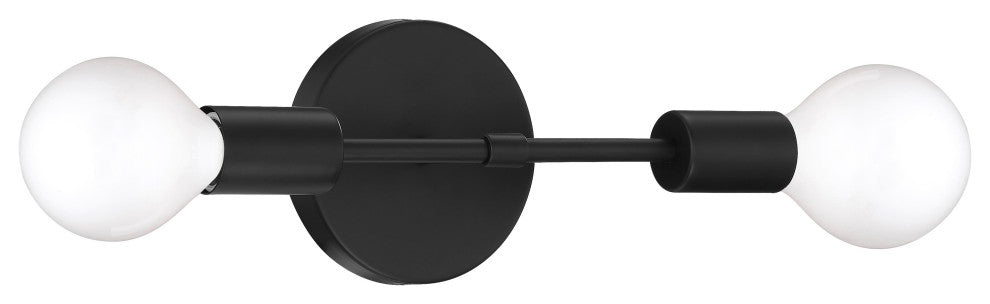Iconic G 2 Light LED Wall Sconce, Replaceable LED, Matte Black