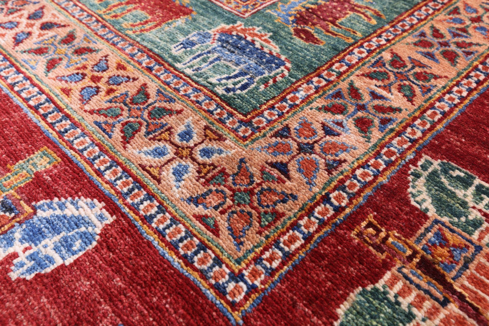 Handmade Antiqued Pazyryk Historical Design Wool Rug 8' 2" X 10' 2" Q7664