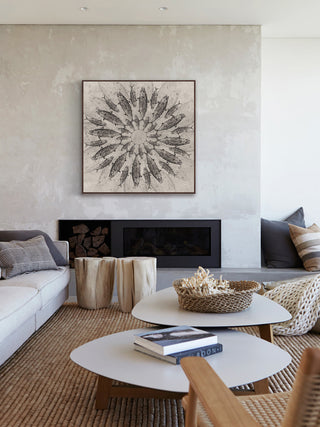 "Concentric Fish" Floater Framed Painting Print on Canvas, 32"x32"