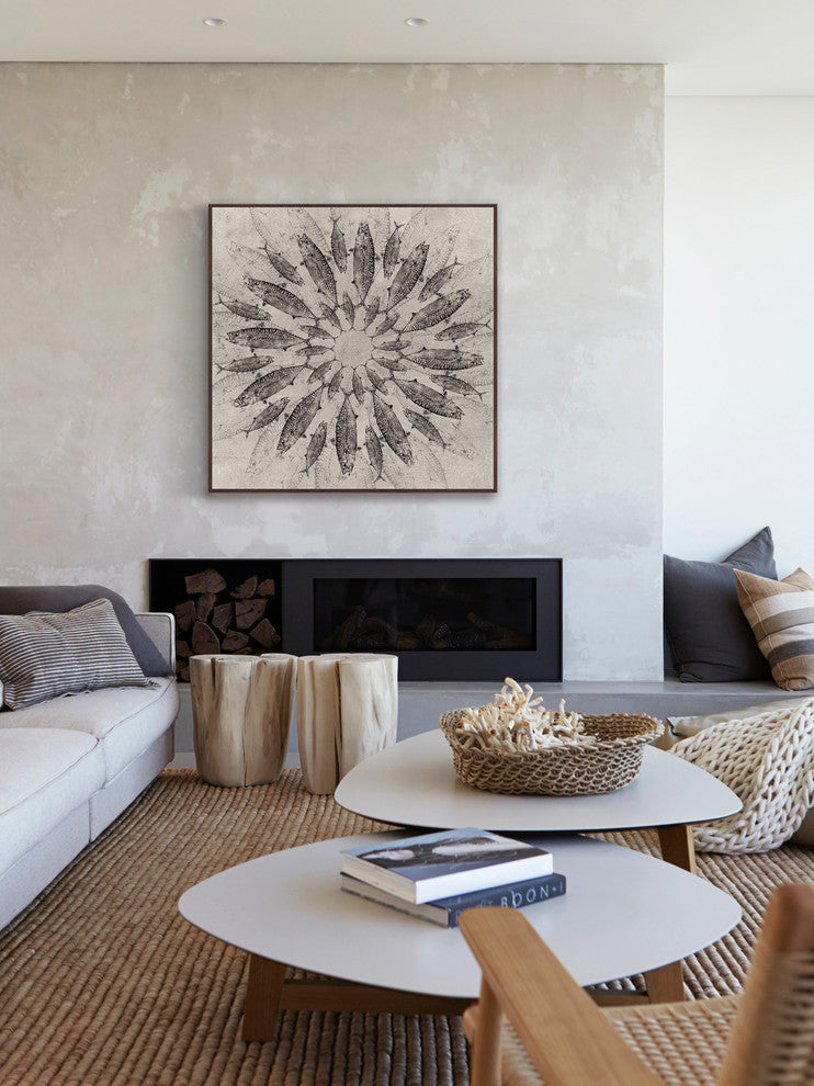 "Concentric Fish" Floater Framed Painting Print on Canvas, 32"x32"