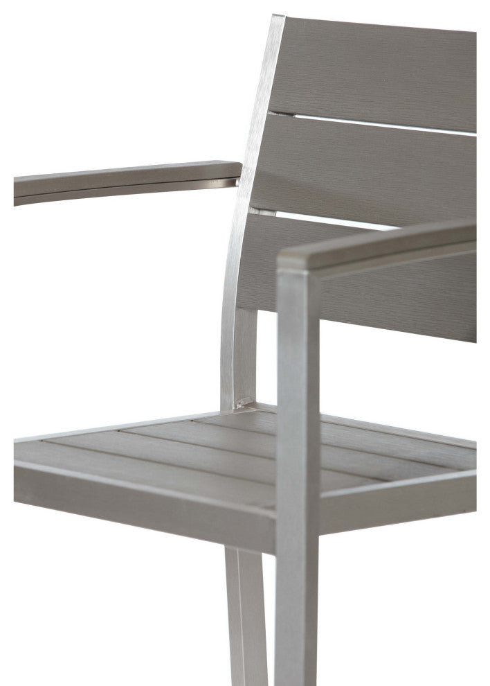 Benzara BM287818 18" 4 Piece Outdoor Armchair, Polyresin Backs and Seats