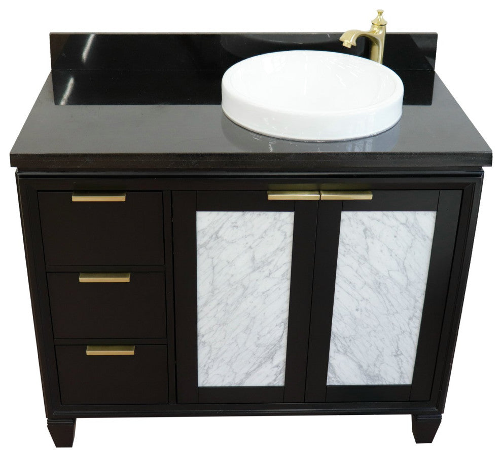 43" Single Vanity, Black Finish With Black Galaxy