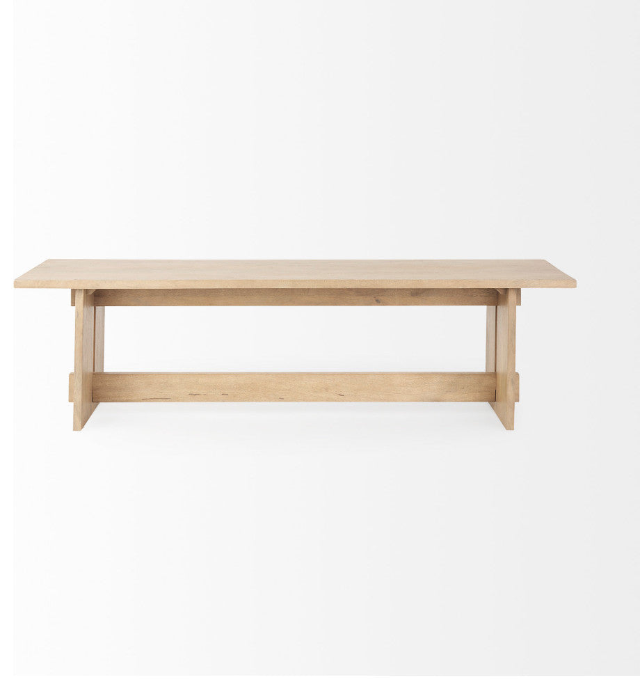 Aida Light Brown Solid Wood Dining Bench