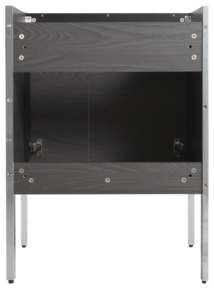 Oakville Bath Vanity, Ceramic Sink, Black Coal Oak, 24 Inch, Chrome Hardware