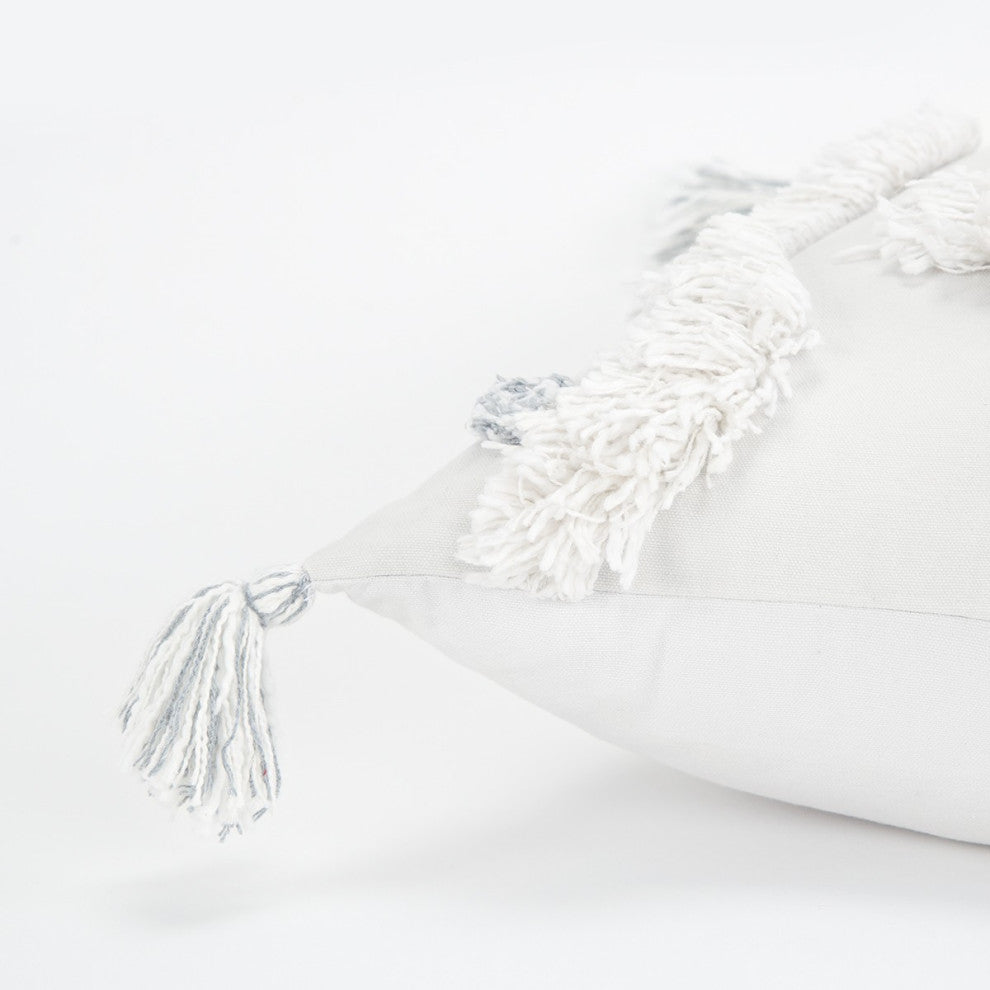White Gray and Ivory Shaggy Chevron Throw Pillow