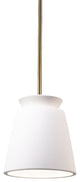 Small Trapezoid Pendant, Bisque, Antique Brass, Incandescent