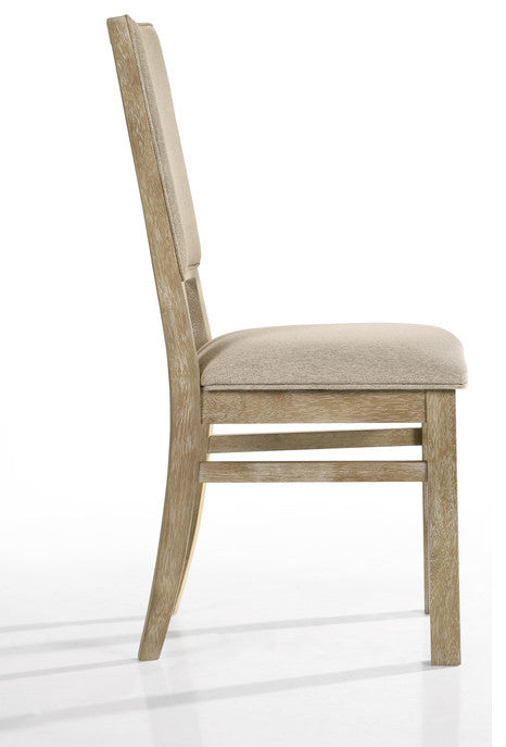 Brutus Walnut 5 Piece 47"W Round Dining Set, Wheat Colored Fabric Chairs