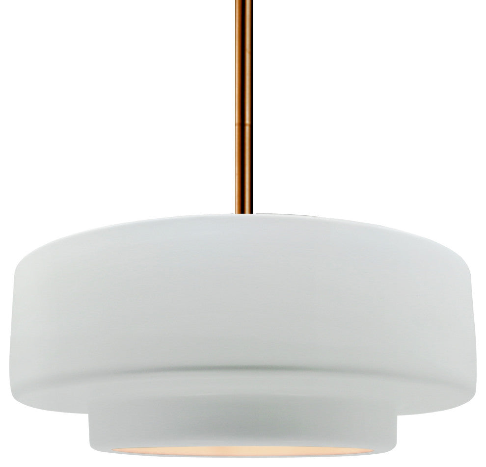 Radiance Medium Tier Pendant, Gloss White Frame, Brushed Brass -Rigid Stem Kit