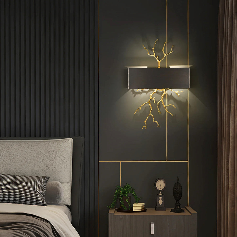 Creative LED Wall Lamp in Forest Style, Living Room, Bedroom, Black, Cool Light