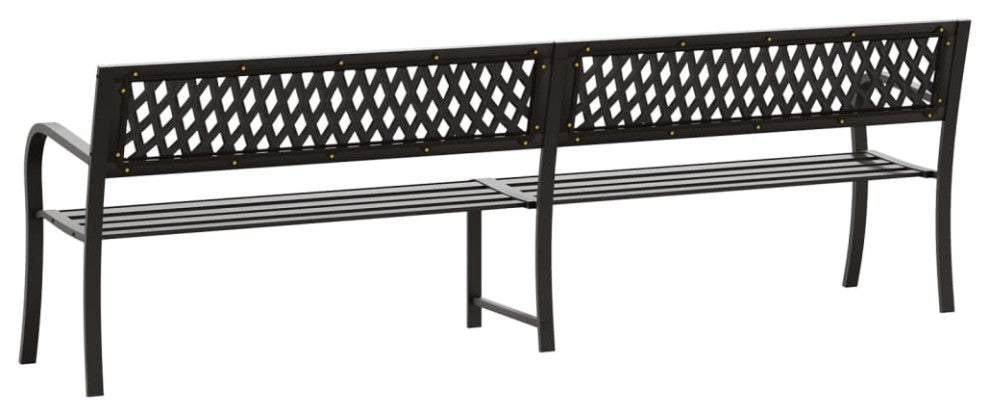 vidaXL Outdoor Patio Bench Garden Park Steel Bench with Armrests Black Steel