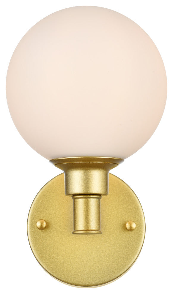 1 Light Brass And Frosted White Bath Sconce