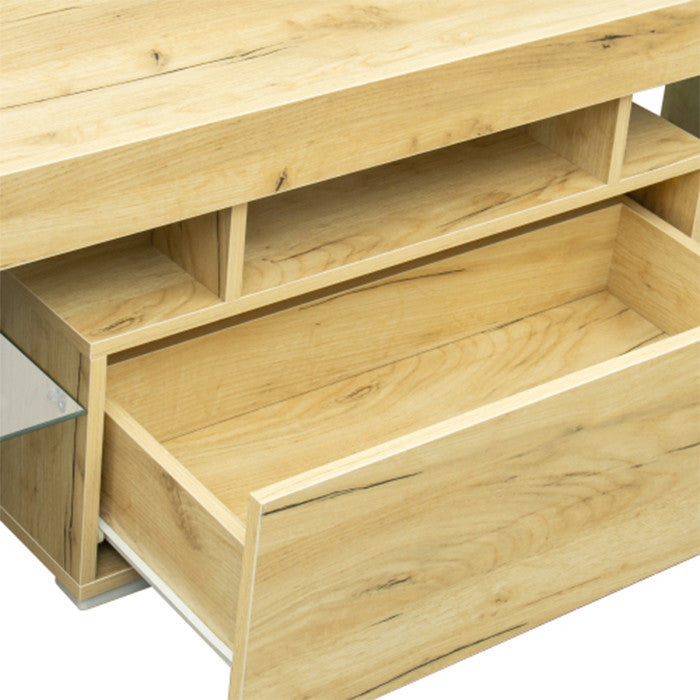 Oak Stand with LED RGB Lights Flat Screen Particle Board TV Cabine