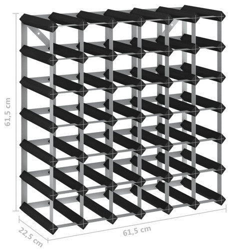vidaXL Solid Wood Pine Wine Rack for 42 Bottles Black Storage Bottle Holder