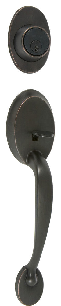 Callan Colton Single Cylinder Handleset in Satin Nickel finish, Edged Oil Rubbed Bronze, Single Cylinder Handle Set
