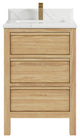 Elizabeth 24 Single Sink Bath Vanity in Light Natural Teak 1.5" Calacatta Laza
