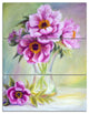 "Purple Peonies in Vase" Glossy Metal Wall Art, 3 Panels, 28"x36"