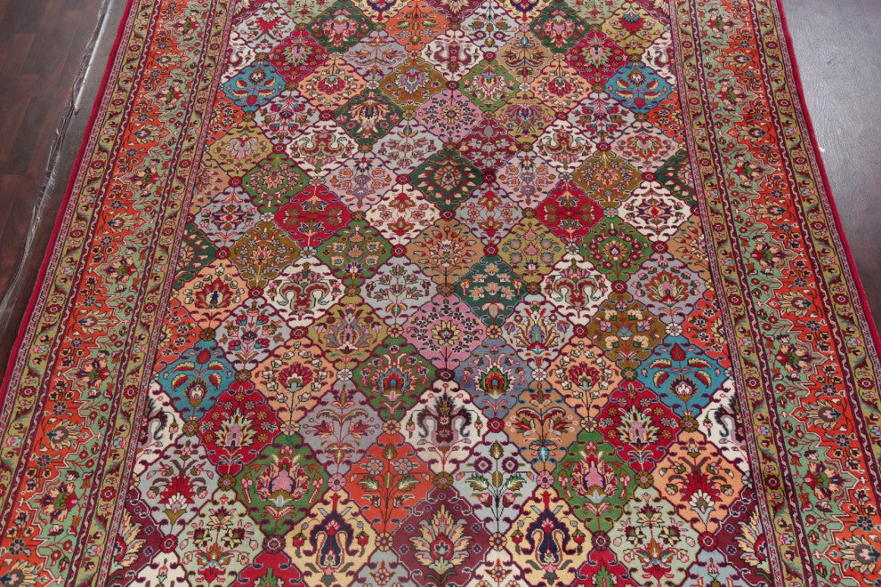 Consigned, Tabriz Traditional Hand-Knotted Patchwork Persian Area Rug, 9x13