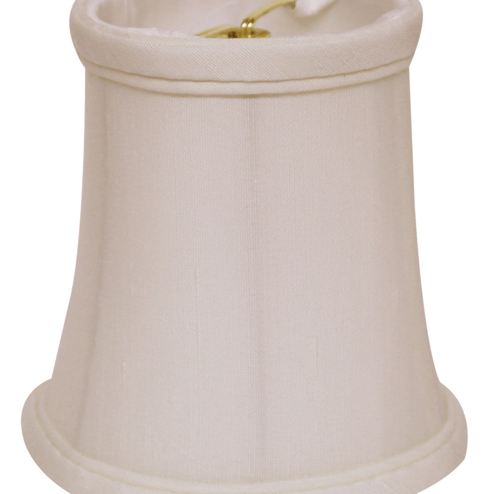 4" White Set of 6 Slanted Chandelier Tissue Shantung Lampshades