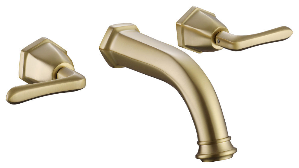2-Handle Newly Trendy Wall Mounted Bathroom Faucet, Brushed Gold