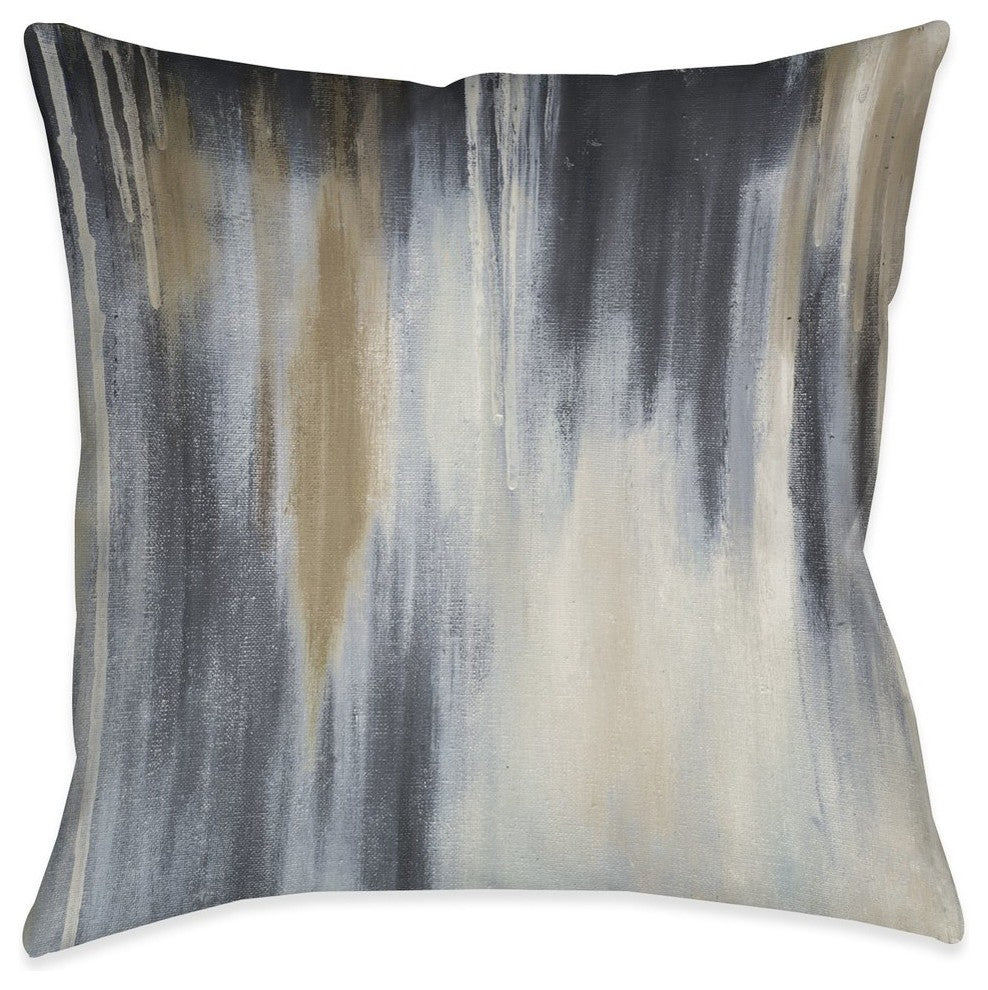 Laural Home Blue and Brown Paysage Outdoor Decorative Pillow, 18"x18"