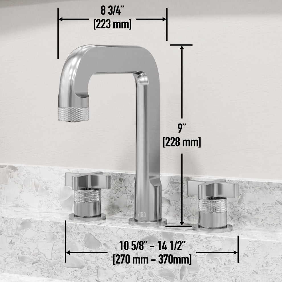 VIGO Wythe 9" H 2-Handle Widespread Bathroom Faucet, Chrome