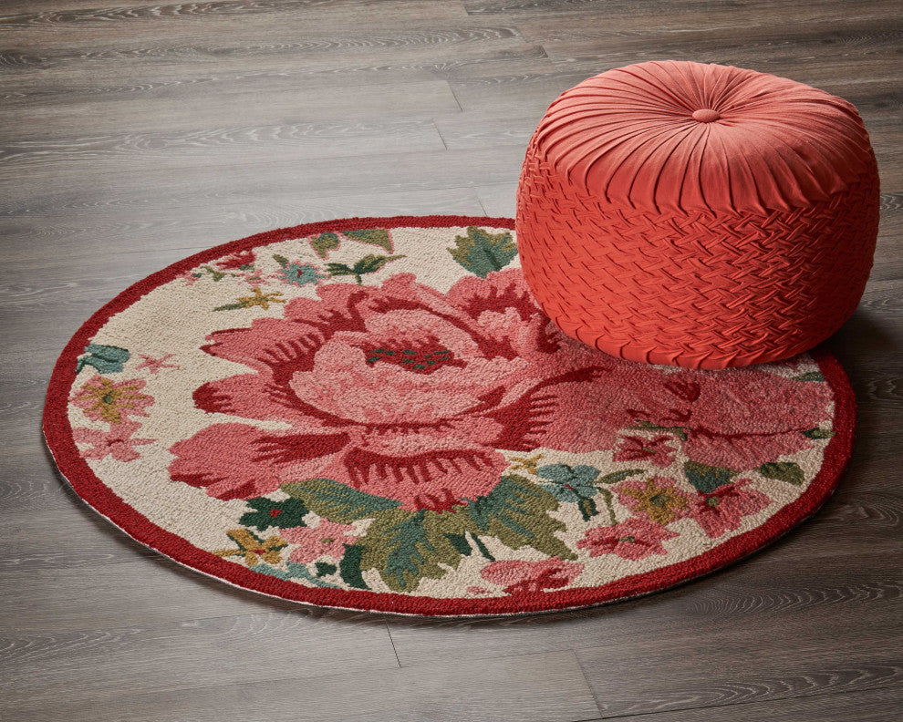 6" Round Pink Rose Area Rug
