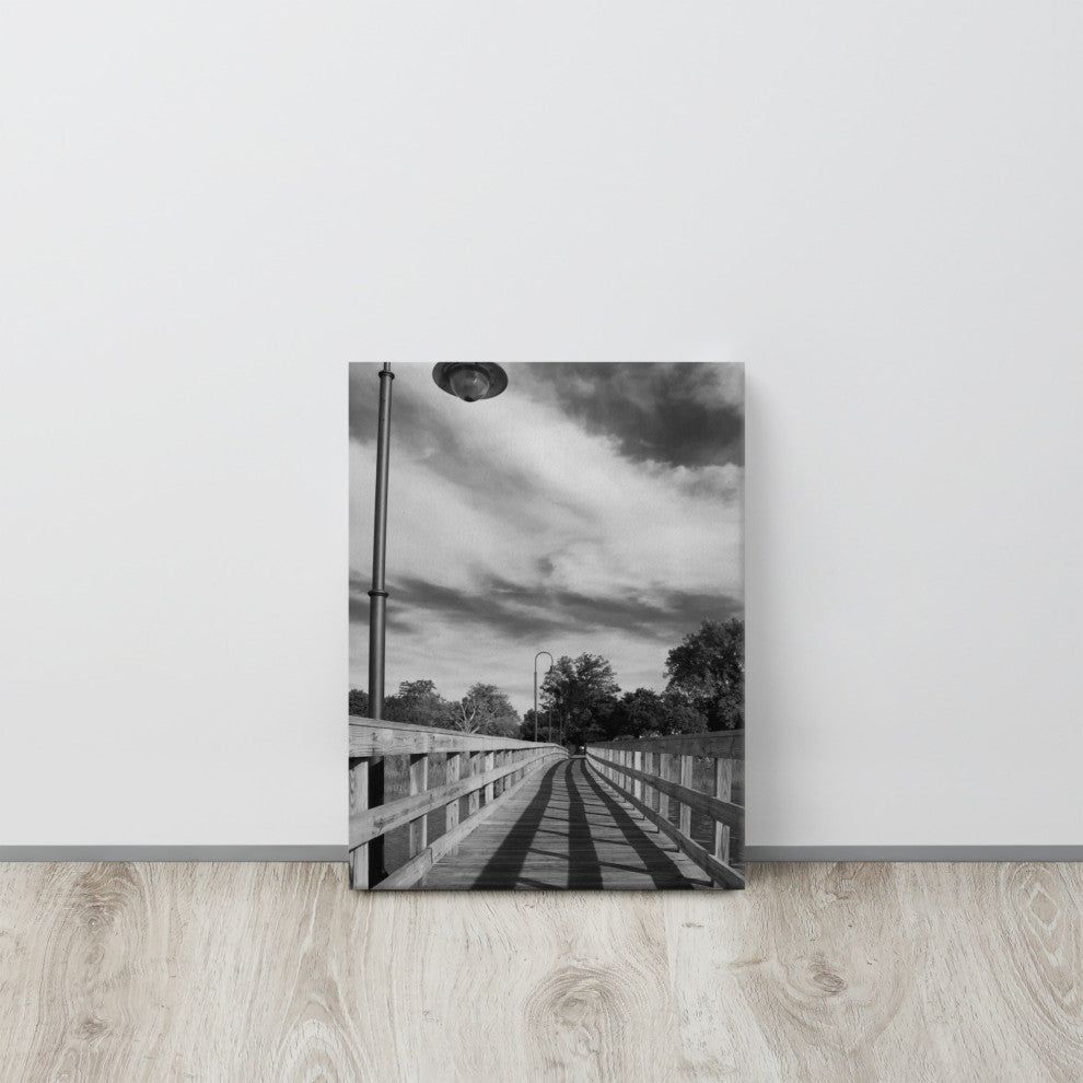 Follow the Lines Black & White Landscape Photo Canvas Wall Art Print, 12" X 16"
