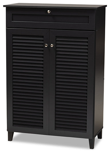 Coolidge Dark Grayed 5-Shelf Wood Shoe Storage Cabinet With Drawer