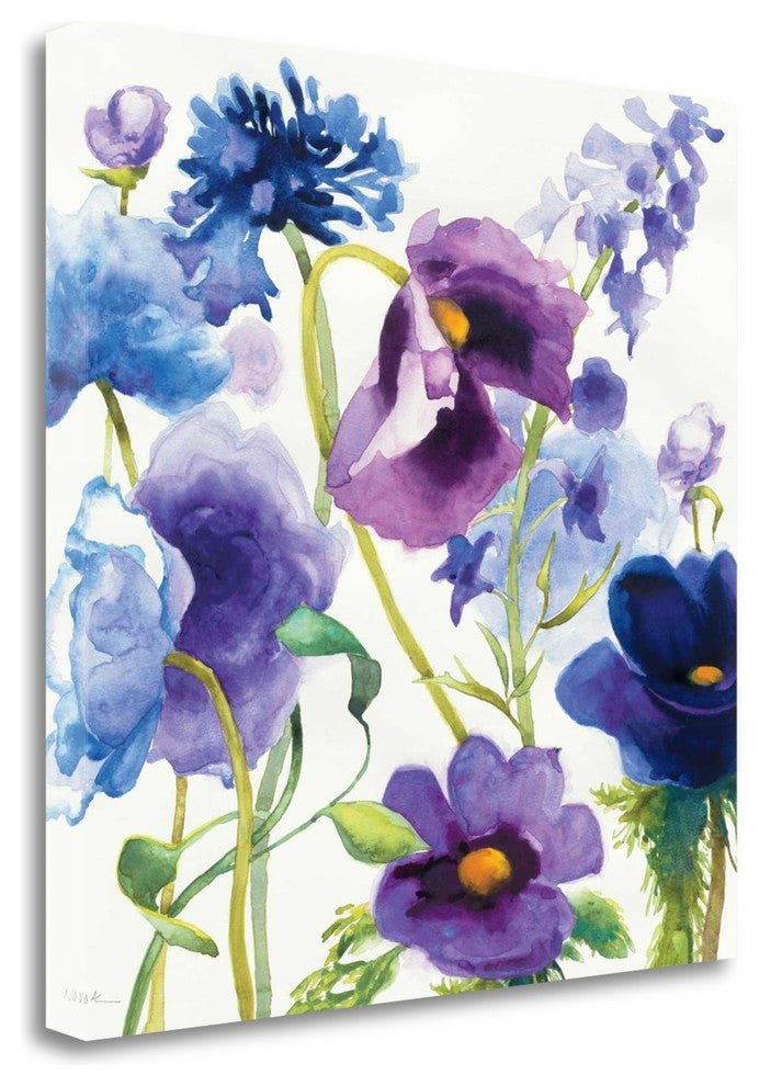 "Blue And Purple Mixed Garden I" By Shirley Novak, Giclee on Gallery Wrap Canvas
