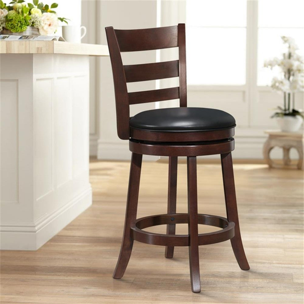 Homelegance Edmond Ladder Back Counter Height Chair, Dark Cherry
