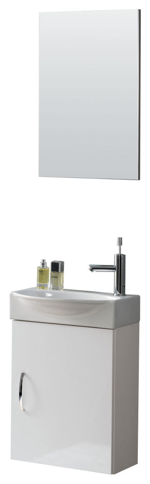 Flora Wall Mount Bathroom Vanity Set With Mirror, White, 17"