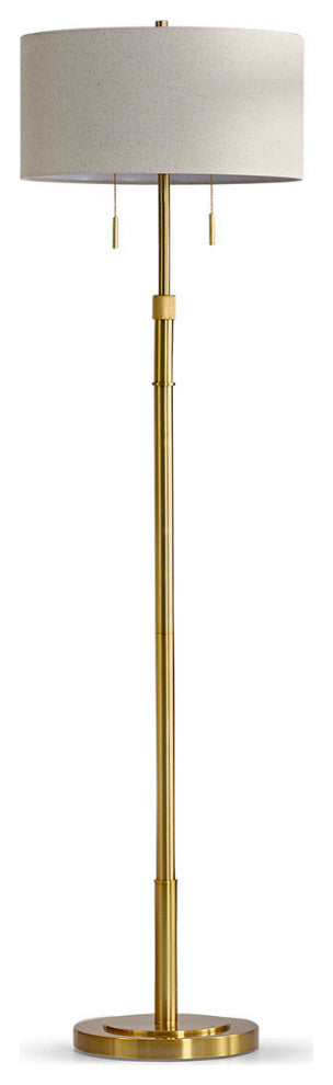 The Grande 55"~66" Adjustable Floor Lamp_Antique Brass, Drum_tan Shade