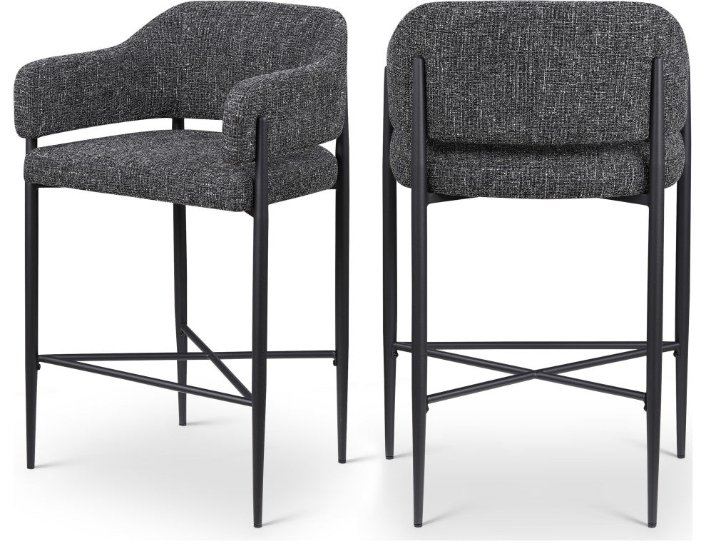 Dame Upholstered Bar and Counter Stool, Black