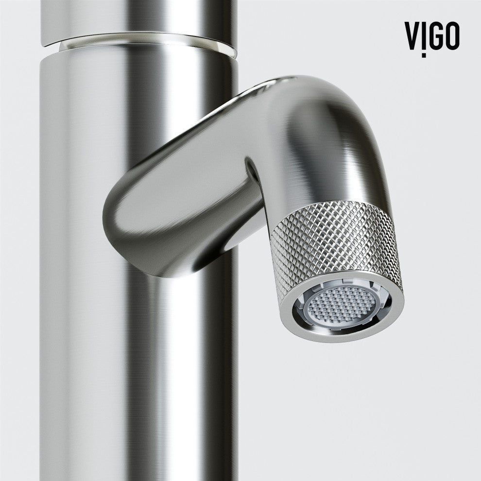 VIGO Cass 8" H Single Handle Single Hole Bathroom Faucet, Brushed Nickel, Without Extras