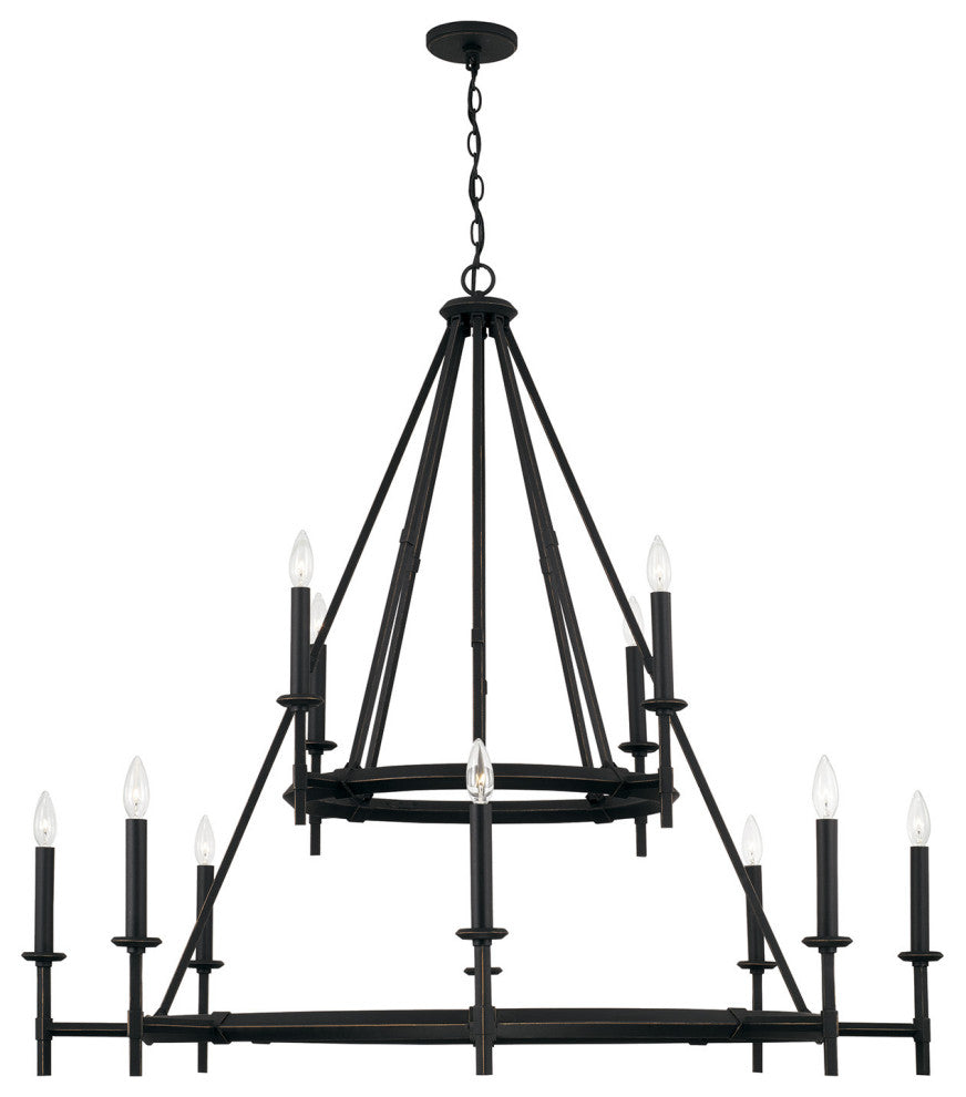 Capital Lighting 445201 Ogden 12 Light 48"W Taper Candle Ring - Brushed Black