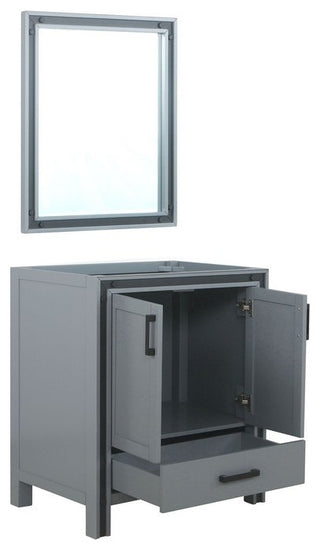 Ziva Transitional Dark Grey 30" Single Vanity, no Top and 28" Mirror