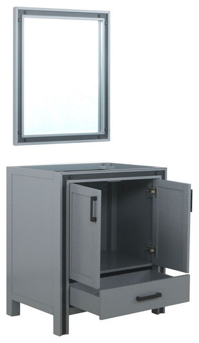 Ziva Transitional Dark Grey 30" Single Vanity, no Top and 28" Mirror