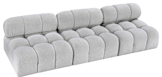 Ames Boucle Fabric Modular Sofa, Grey, 3-Piece: 3 Armless Chair
